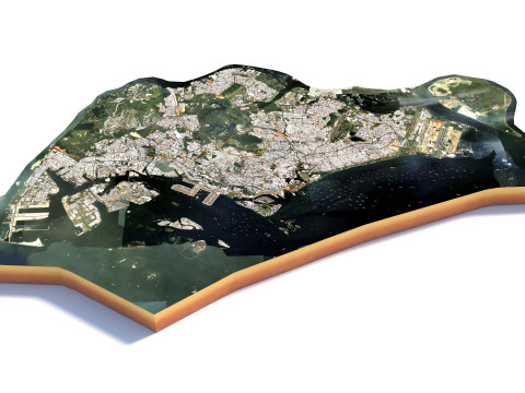 Singapore Full Terrain city 3D Модель