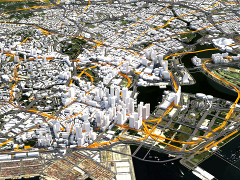 Singapore Full Terrain city 3D Модель