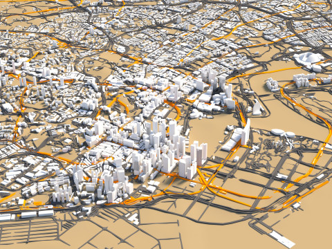 Singapore Full Terrain city 3D Модель