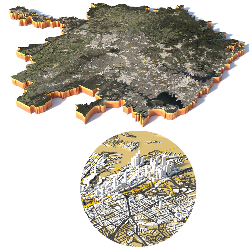Sydney Terrain city Australia Modello 3D .c4d .max .obj .3ds .fbx .stl .blend
