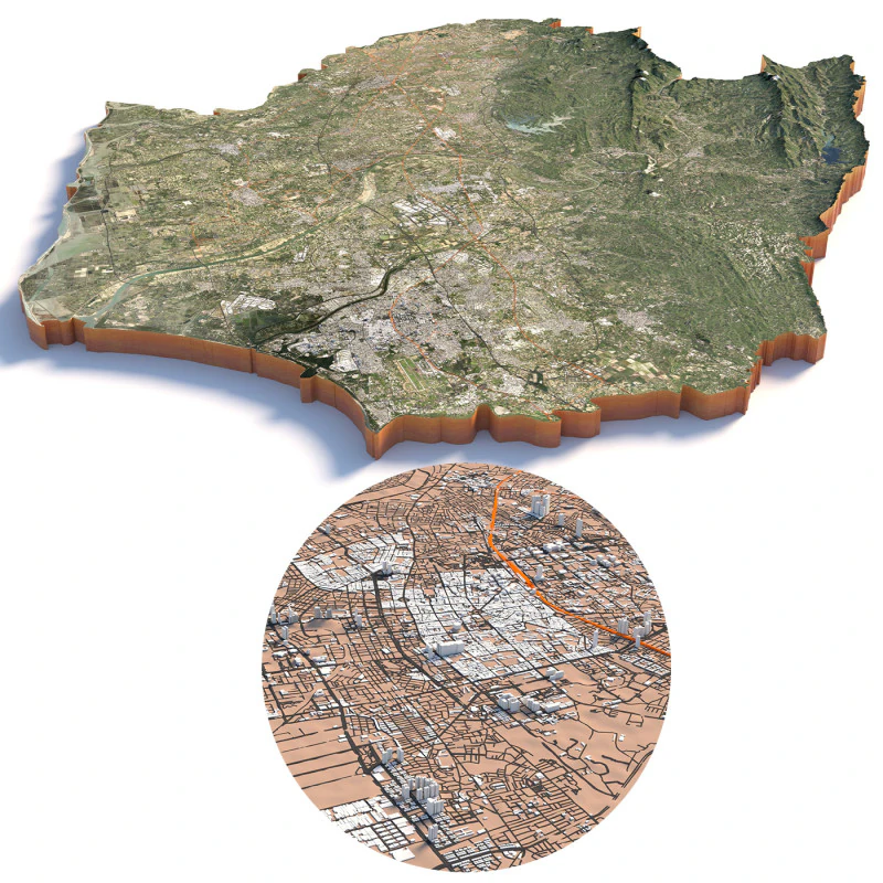 Tainan Terrain city Taiwan 3D Model .c4d .max .obj .3ds .fbx .stl .blend 