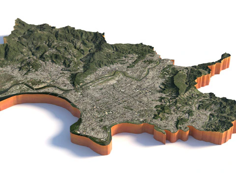 Taipei Terrain city Taiwan 3D Model
