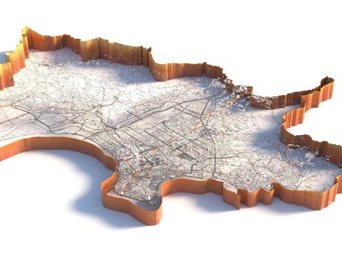 Taipei Terrain city Taiwan 3D Model