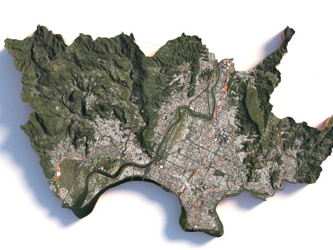 Taipei Terrain city Taiwan 3D Model