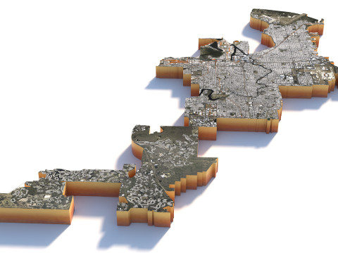 Tampa Bay Terrain city Florida USA Model 3D