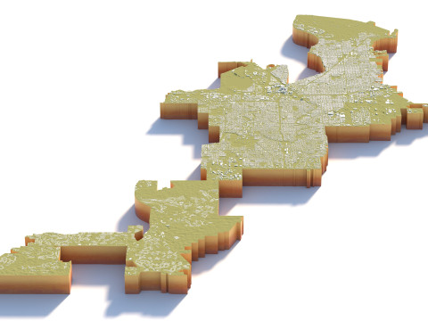 Tampa Bay Terrain city Florida USA Model 3D
