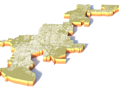 Tampa Bay Terrain city Florida USA Model 3D