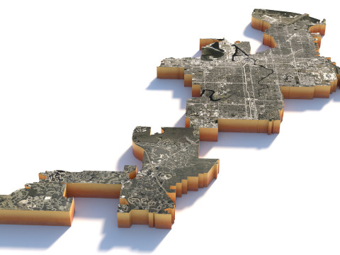 Tampa Bay Terrain city Florida USA Model 3D