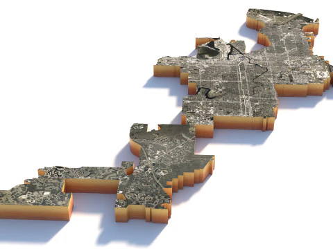 Tampa Bay Terrain city Florida USA 3D Model