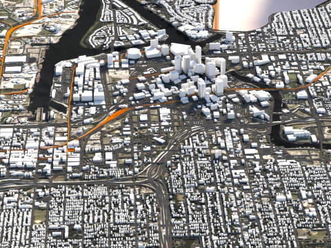 Tampa Bay Terrain city Florida USA 3D Model