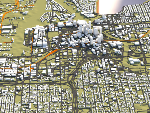 Tampa Bay Terrain city Florida USA Model 3D