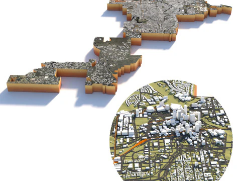 Tampa Bay Terrain city Florida USA 3D Model