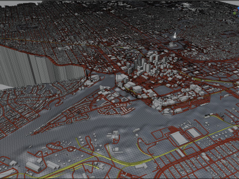 Tampa Bay Terrain city Florida USA Model 3D