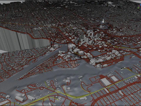 Tampa Bay Terrain city Florida USA 3D Model