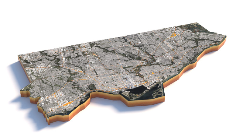 Toronto Terrain city Canada 3D Model .c4d .max .obj .3ds .fbx .stl .blend