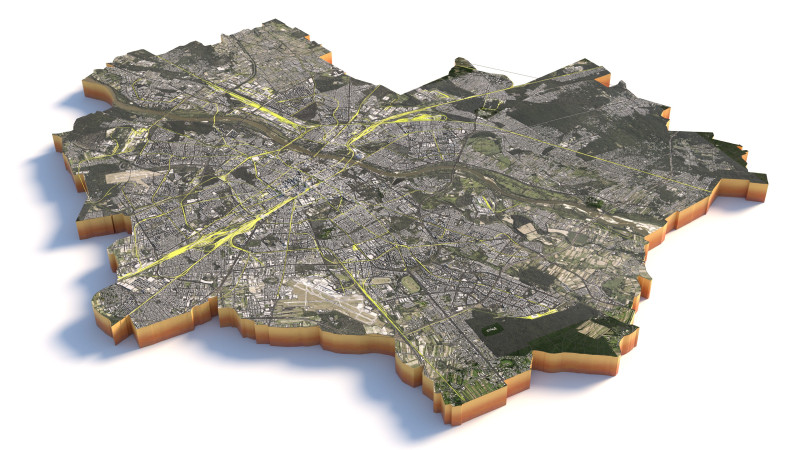 Warsaw Terrain city Poland 3D Модель .c4d .max .obj .3ds .fbx .stl .blend