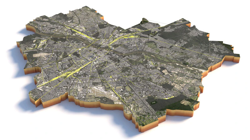 Warsaw Terrain city Poland 3D Model .c4d .max .obj .3ds .fbx .stl .blend 