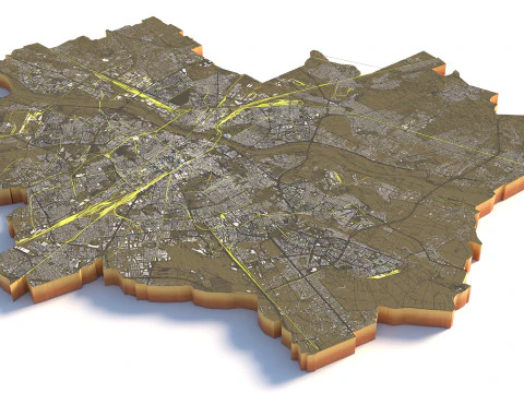 Warsaw Terrain city Poland 3D Model