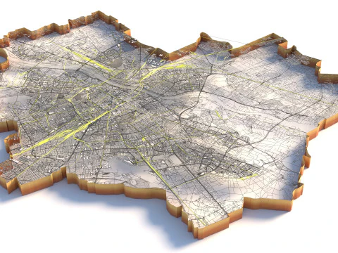 Warsaw Terrain city Poland 3D Model