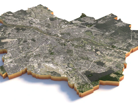 Warsaw Terrain city Poland 3D Model