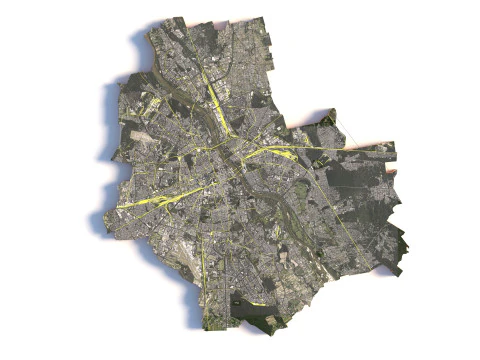 Warsaw Terrain city Poland 3D Model