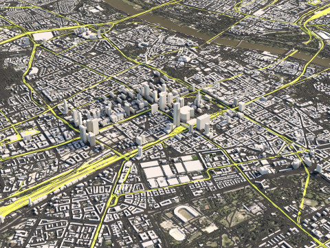 Warsaw Terrain city Poland 3D Модель