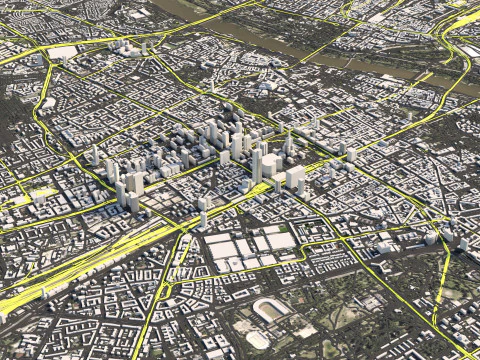 Warsaw Terrain city Poland 3D Model