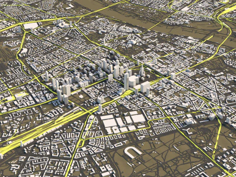 Warsaw Terrain city Poland 3D Model