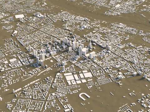 Warsaw Terrain city Poland 3D Model