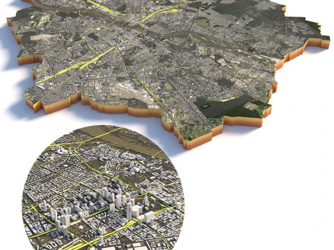 Warsaw Terrain city Poland 3D Model