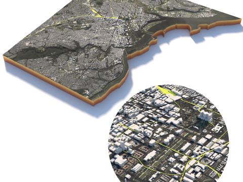 Washington Terrain city DC USA Model 3D