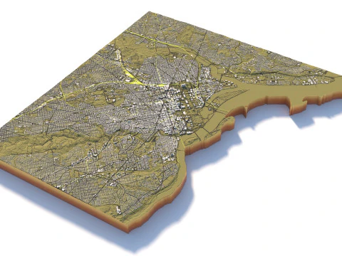Washington Terrain city DC USA 3D Model