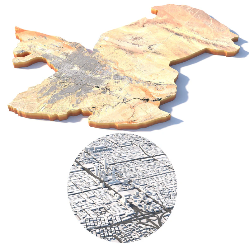 RiyadhTerrain city Saudi Arabia 3D Model .c4d .max .obj .3ds .fbx .stl .blend 