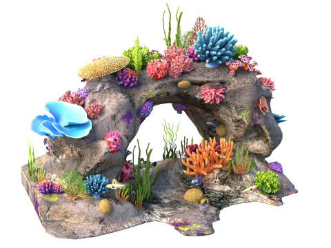 Roccia della barriera corallina 3 Modello 3D
