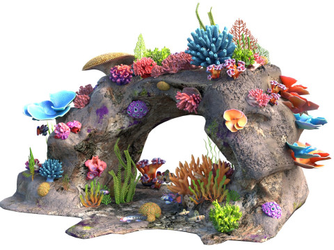 Roccia della barriera corallina 3 Modello 3D