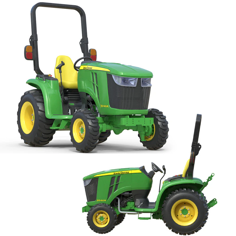 John Deere 3046R Compact Utility Tractor 3D Model .c4d .max .obj .3ds .fbx .stl .blend