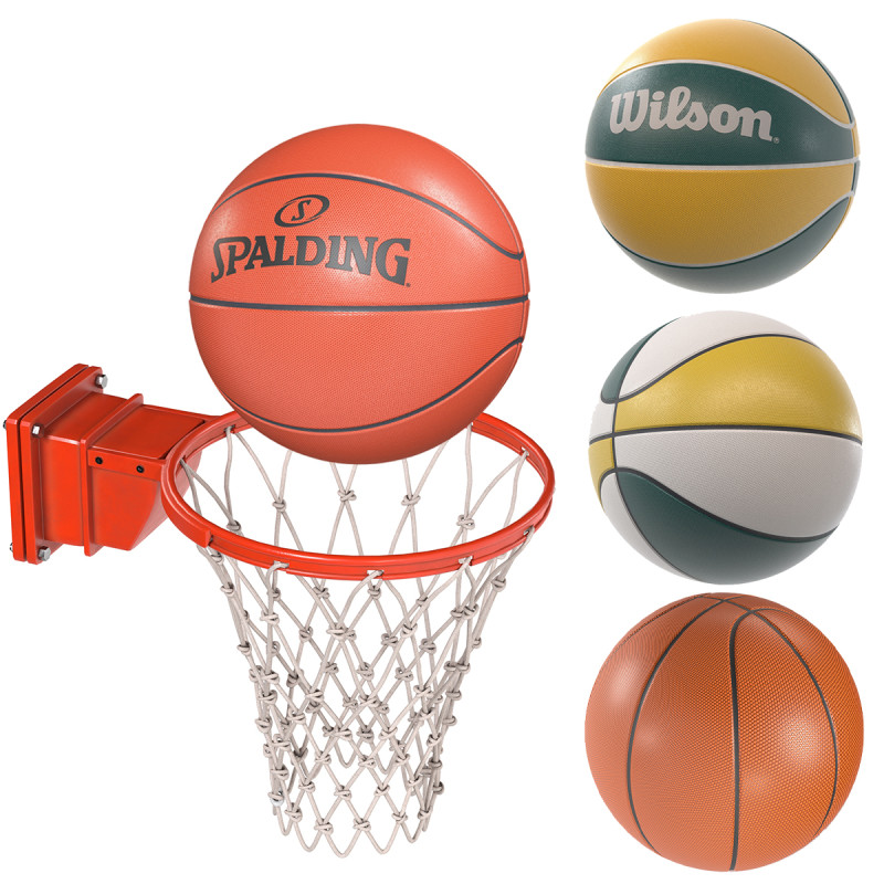 Red de baloncesto y pelotas de baloncesto. Modelo 3D .c4d .max .obj .3ds .fbx .stl .blend 