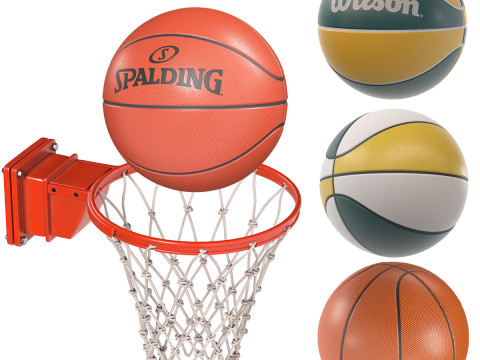 Jaring basket dan Bola Basket Model 3D