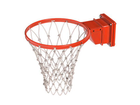 Red de baloncesto y pelotas de baloncesto. Modelo 3D