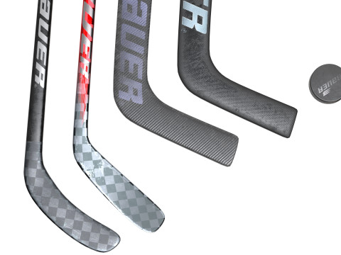 Tacos e disco de hóquei Bauer Modelo 3D