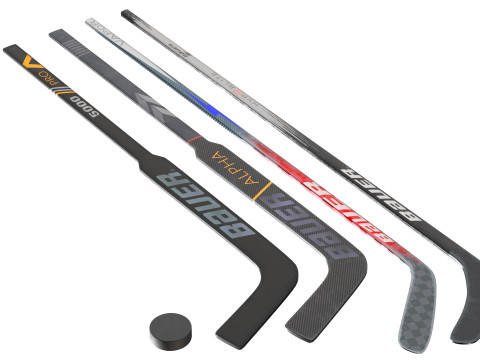 Tacos e disco de hóquei Bauer Modelo 3D