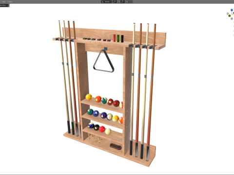 Billard-Queue-Rack 3D Modell