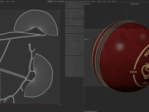 Cricket ball red crown 3D Model