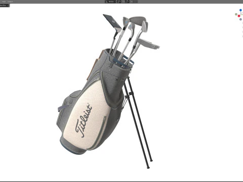 Golf Bag Clubs and Putter 3D Model