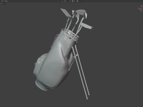 Golf Bag Clubs and Putter 3D Model