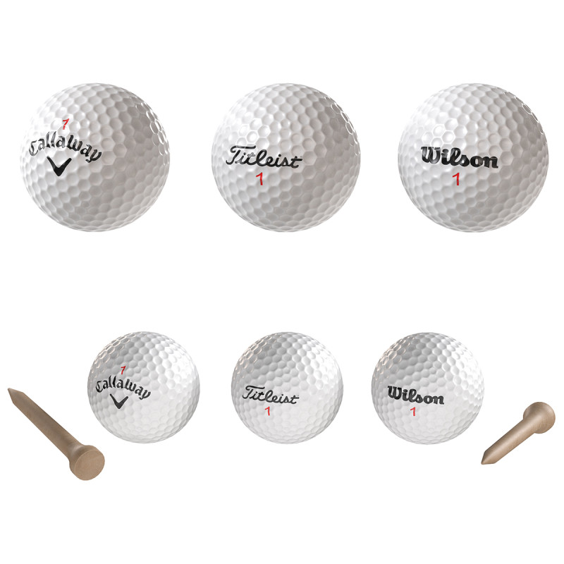 Pelotas de golf y tee Modelo 3D .c4d .max .obj .3ds .fbx .stl .blend 