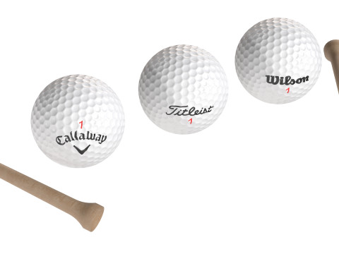 Pelotas de golf y tee Modelo 3D