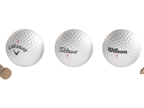 Pelotas de golf y tee Modelo 3D