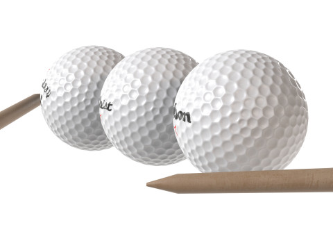 Pelotas de golf y tee Modelo 3D