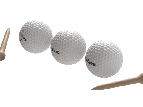Pelotas de golf y tee Modelo 3D